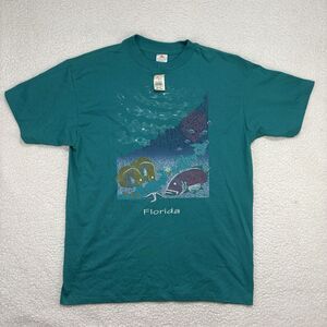 Vintage Deadstock Florida Tourist T-shirt Ocean Graphic Tee‎ Sz XL Single Stitch